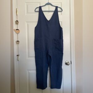 White Birch 100% Cotton size small Dark Blue Navy Jumpsuit Overalls Jumper